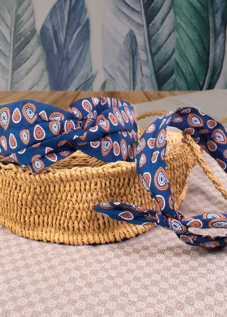 Bandeaux*Coton Du Monde Bandeau africain noeud headband boho marine 29 Marine