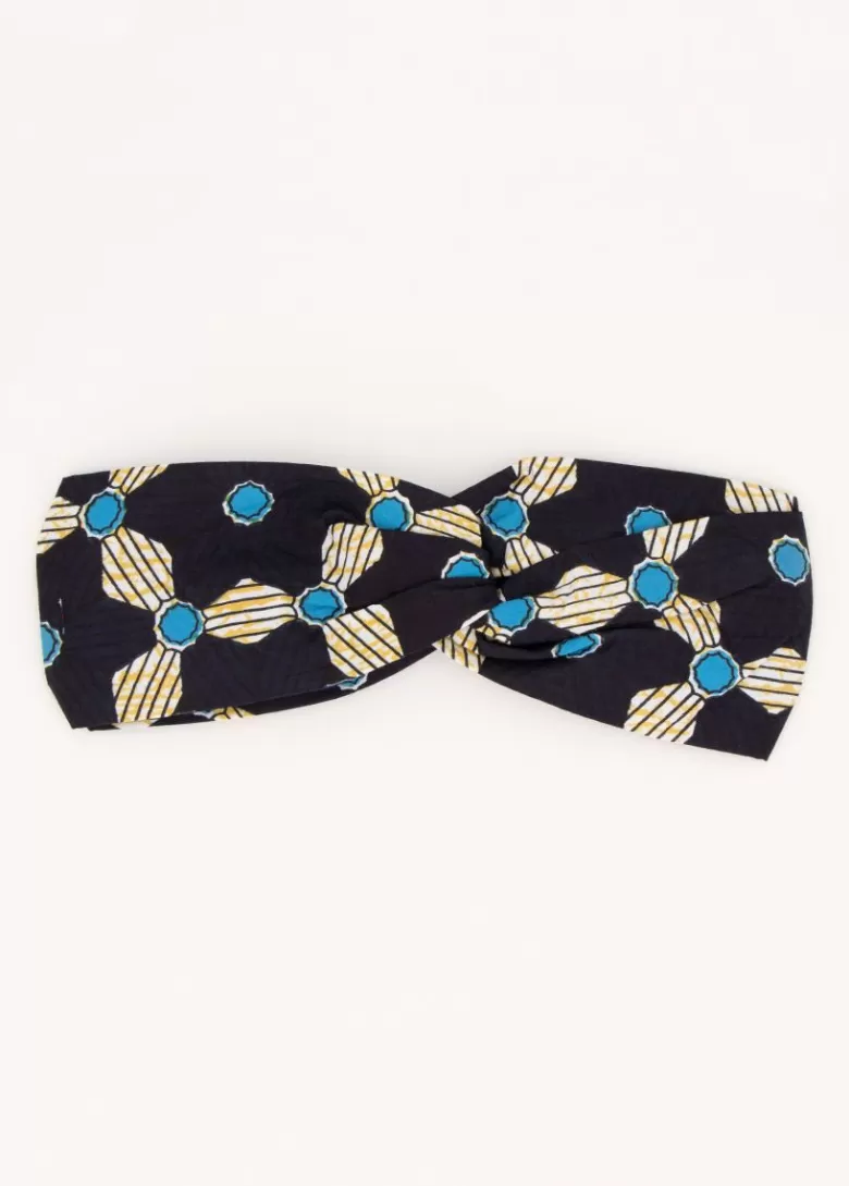 Bandeaux*Coton Du Monde Bandeau africain noeud headband imprimé bleu 15 Bleu