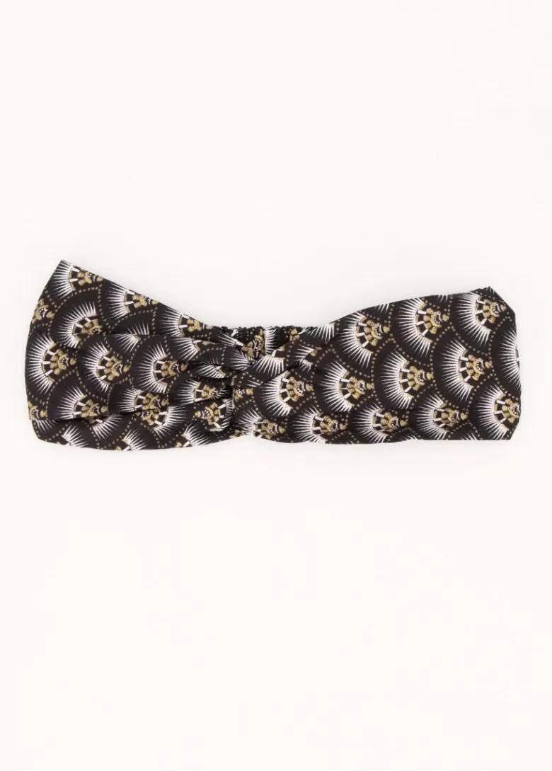 Bandeaux*Coton Du Monde Bandeau africain noeud headband motif noir doré 49 Noir