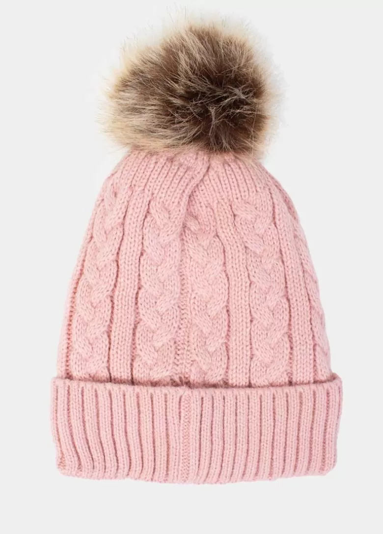 Chapeaux / Bonnets*Coton Du Monde Bonnet Pompon Rose poudre