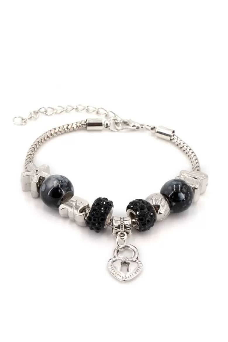 Bijoux Fantaisie*Coton Du Monde Bracelet fantaisie breloques perles noires Anthracite