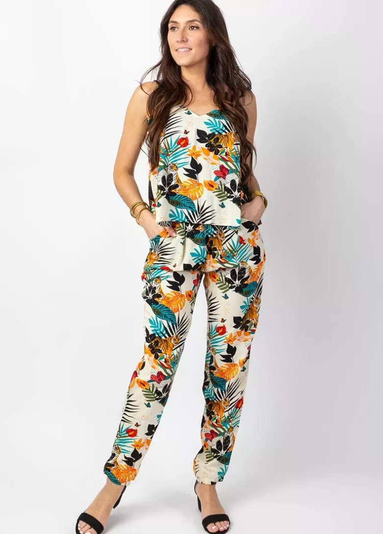 Combinaisons*Coton Du Monde Combi Pantalon fines bretelles LOUCIA imprimé tropical Tiger