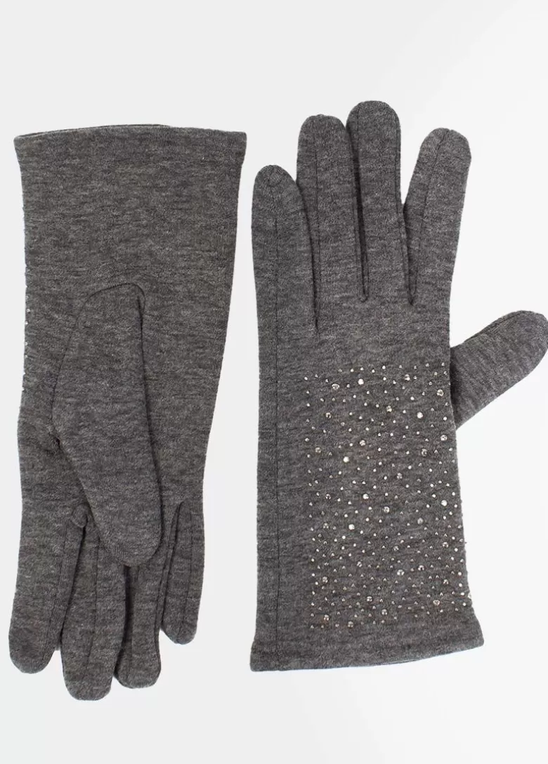 Mitaines / Gants*Coton Du Monde Gants Unis Strass Anthracite