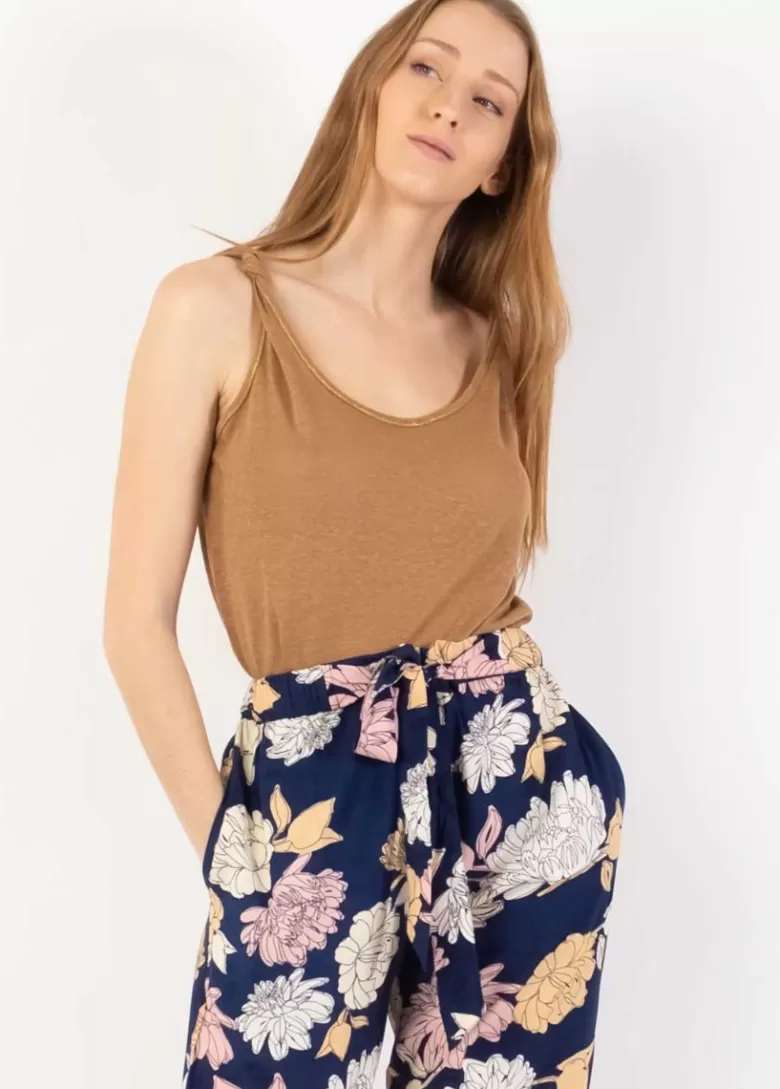 Pantalons Et Sarouels*Coton Du Monde Pantalon casual CHARLY imprimé fleuri bleu marine Blossom