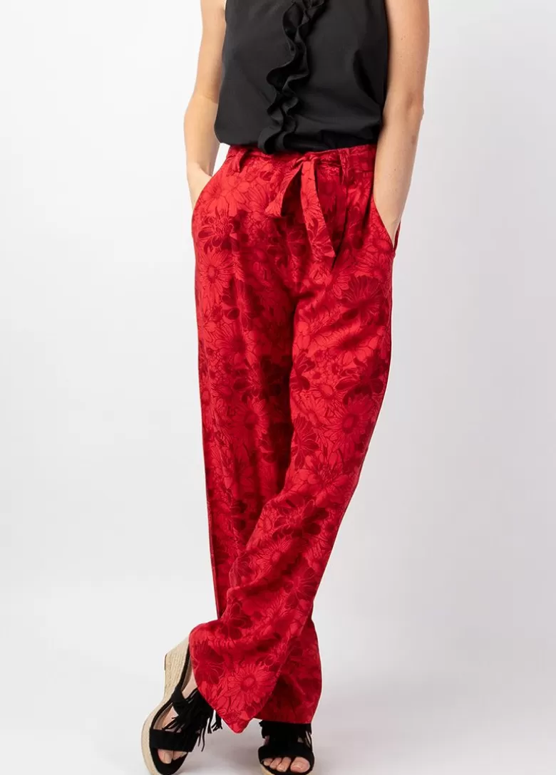 Pantalons Et Sarouels*Coton Du Monde Pantalon femme fluide habillé MELODY rouge imprimé fleuri Rumba