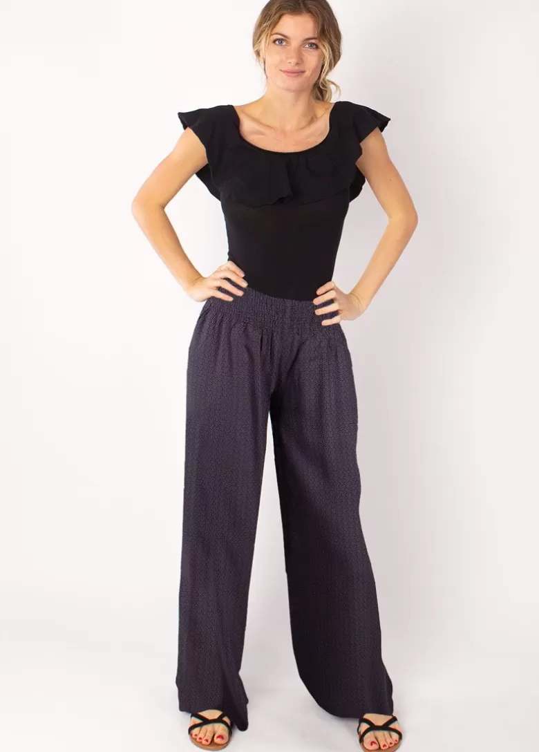 Pantalons Et Sarouels*Coton Du Monde Pantalon fluide en viscose SANDY imprimé ethnique gris 27 Gris