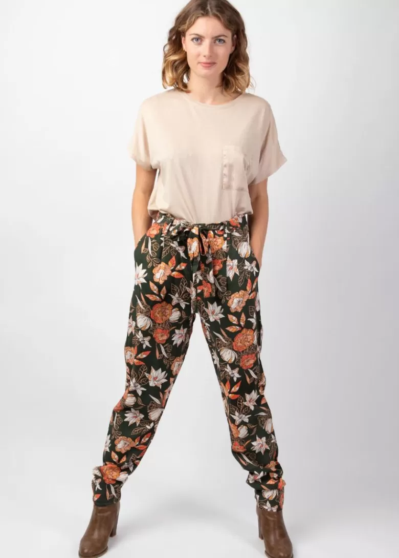 Pantalons Et Sarouels*Coton Du Monde Pantalon jambes droites en viscose épais JOVANY motif fleuri Arty