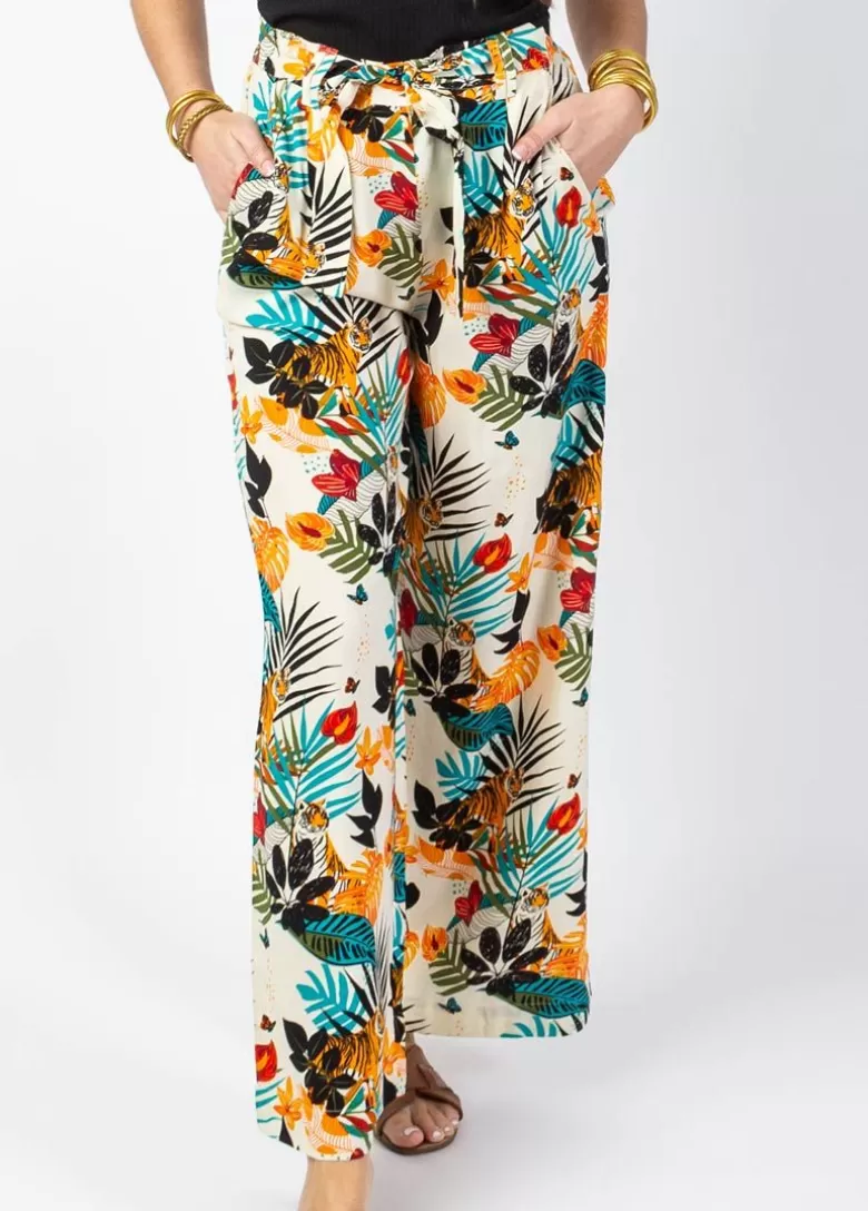 Pantalons Et Sarouels*Coton Du Monde Pantalon jambes larges tendance MELODY motif animalier Tiger