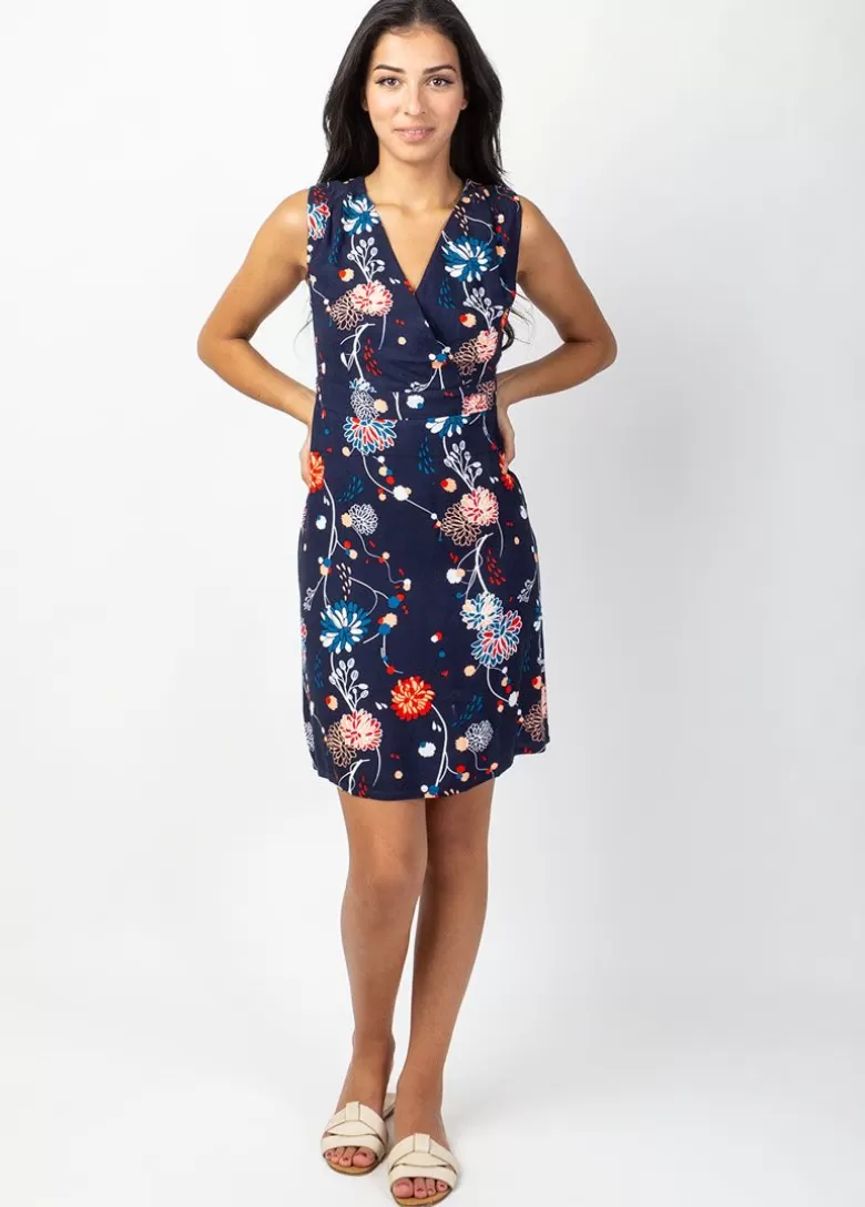 Robes*Coton Du Monde Robe courte cache cœur chic SHARLA imprimé floral bleu Pollen