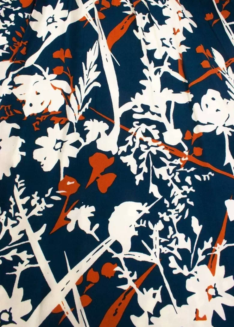 Robes*Coton Du Monde Robe courte cache cœur manches froncées LOUNA motif floral bleu 27 Marine