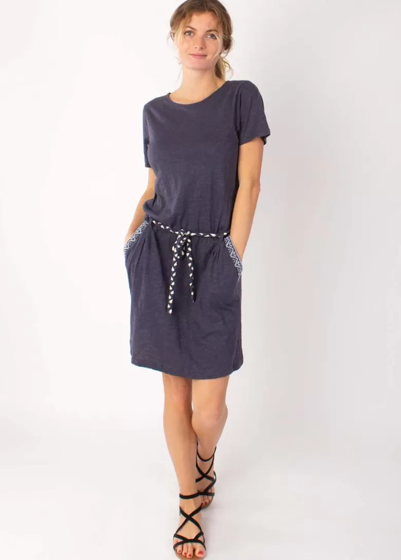 Robes*Coton Du Monde Robe courte casual en coton SIXTINE ethnique gris bleu Anthracite