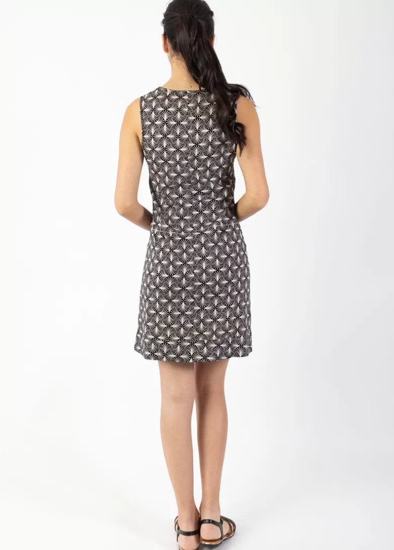 Robes*Coton Du Monde Robe courte en coton MARLA sans manches imprimé ethnique noir Papyrus