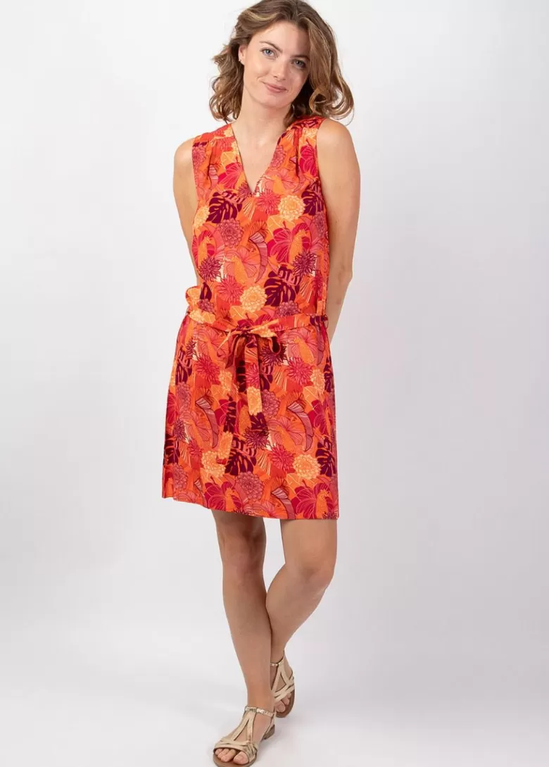 Robes*Coton Du Monde Robe courte fleurie femme été JALYA découpe dos original Java
