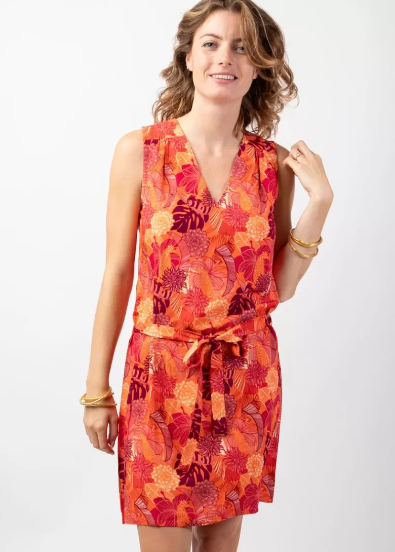 Robes*Coton Du Monde Robe courte fleurie femme été JALYA découpe dos original Java