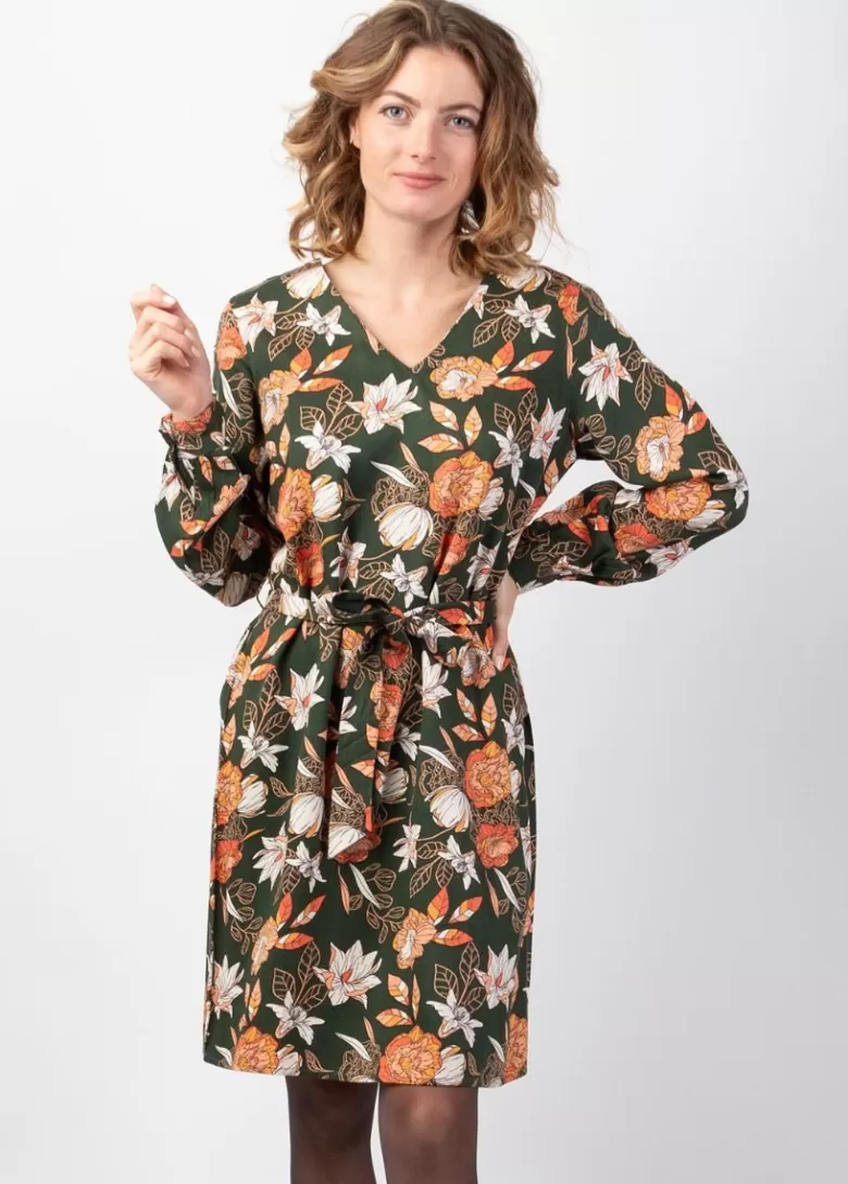 Robes*Coton Du Monde Robe courte hiver droite manches longues LOINA imprimé ethnique chic Arty