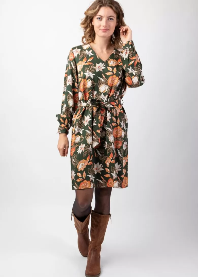 Robes*Coton Du Monde Robe courte hiver droite manches longues LOINA imprimé ethnique chic Arty