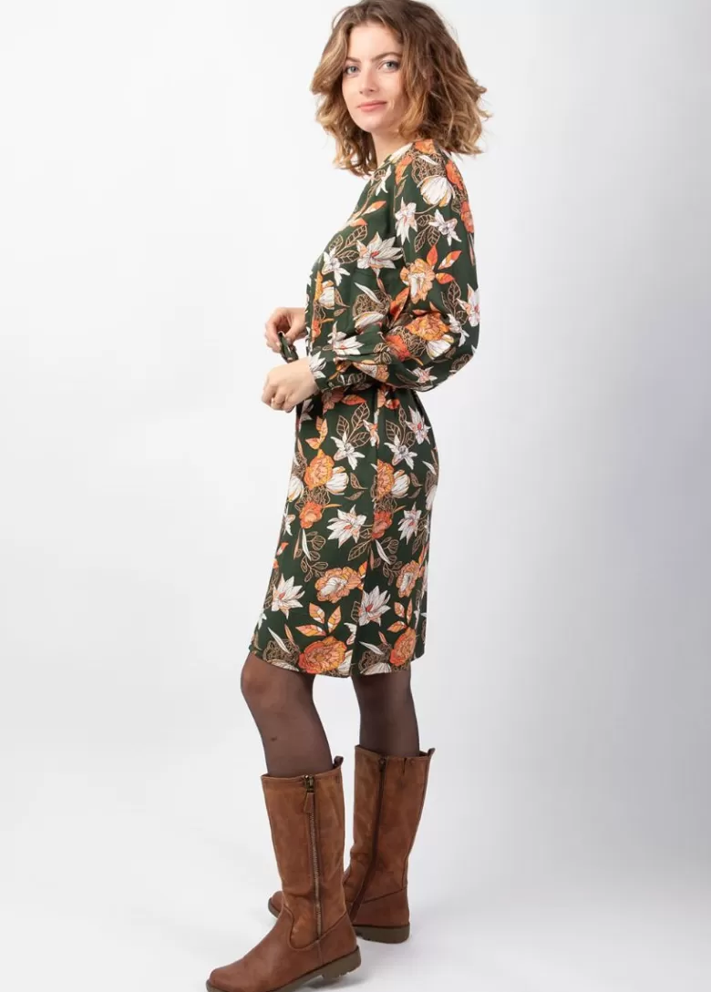 Robes*Coton Du Monde Robe courte hiver droite manches longues LOINA imprimé ethnique chic Arty