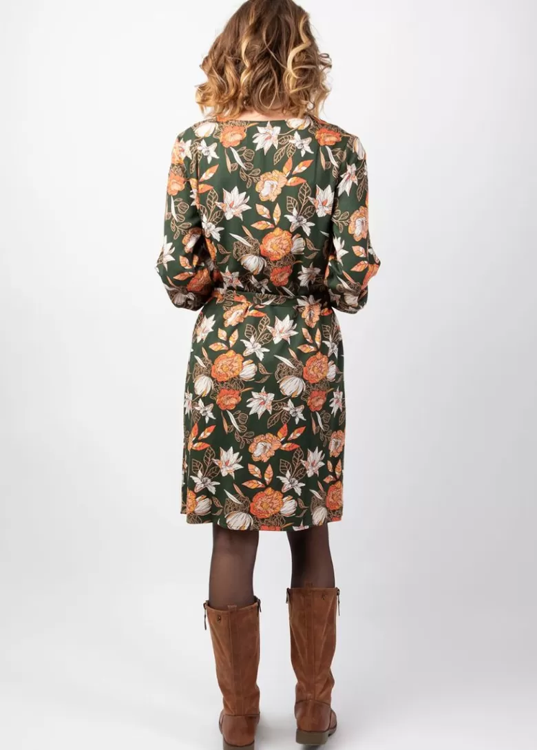 Robes*Coton Du Monde Robe courte hiver droite manches longues LOINA imprimé ethnique chic Arty