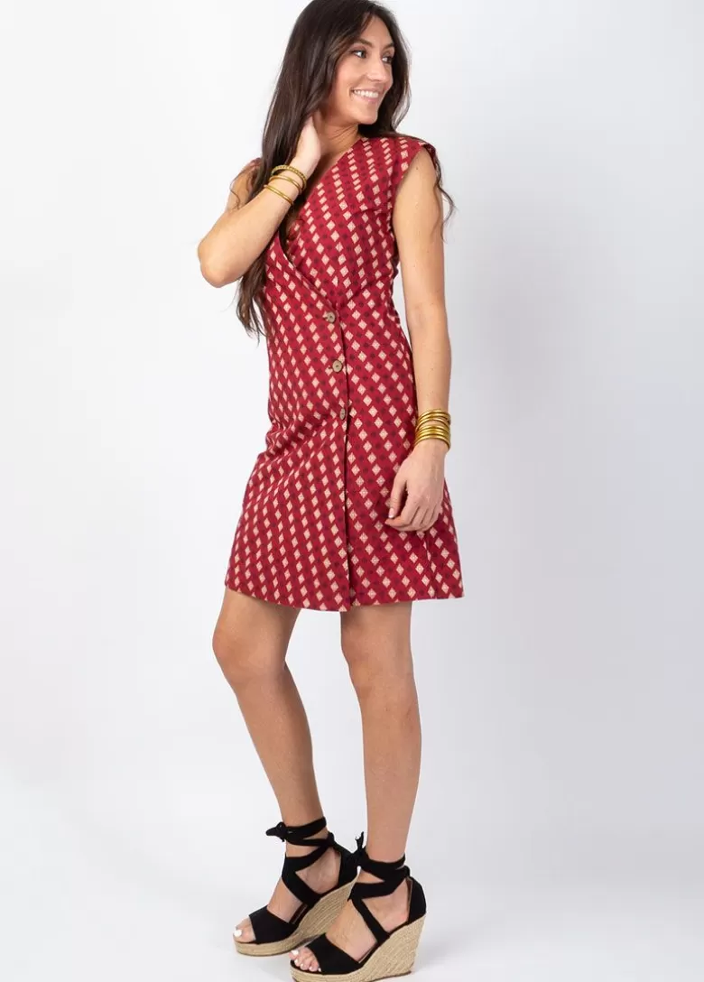 Robes*Coton Du Monde Robe courte LINDA en coton effet cache cœur imprimé ethnique Medina