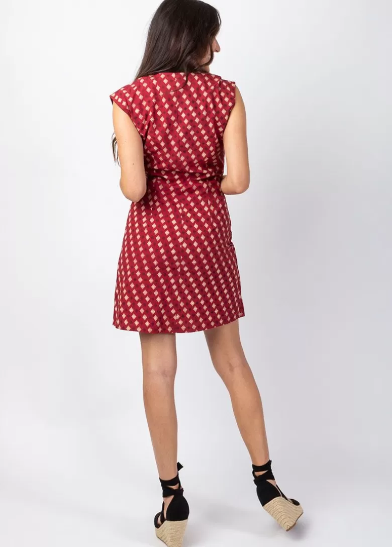Robes*Coton Du Monde Robe courte LINDA en coton effet cache cœur imprimé ethnique Medina