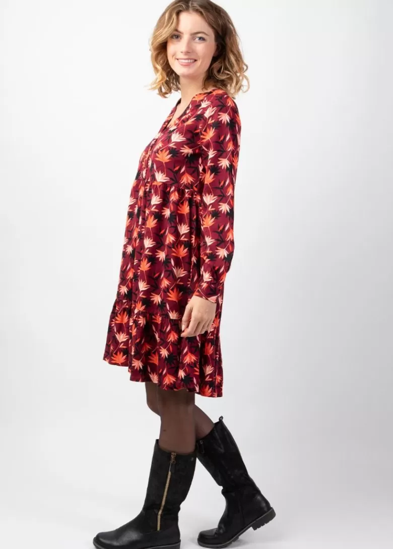 Robes*Coton Du Monde Robe courte manches longues en viscose épais FLORA coupe ample Colchique