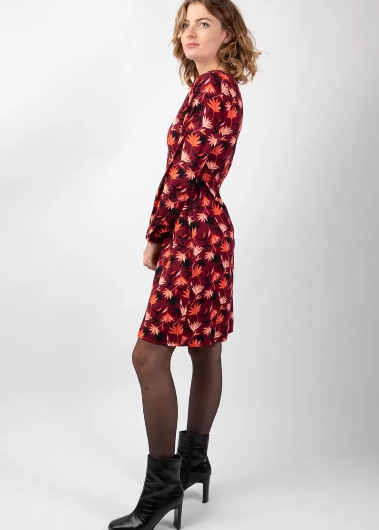 Robes*Coton Du Monde Robe courte manches longues en viscose épais HELENA motif bohème Colchique