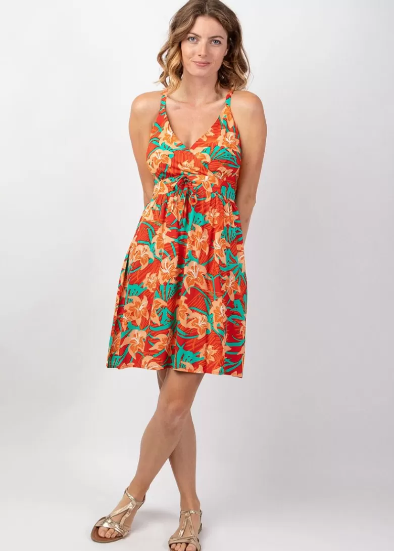 Robes*Coton Du Monde Robe femme été évasée fines bretelles MOREA imprimé floral moderne Summer