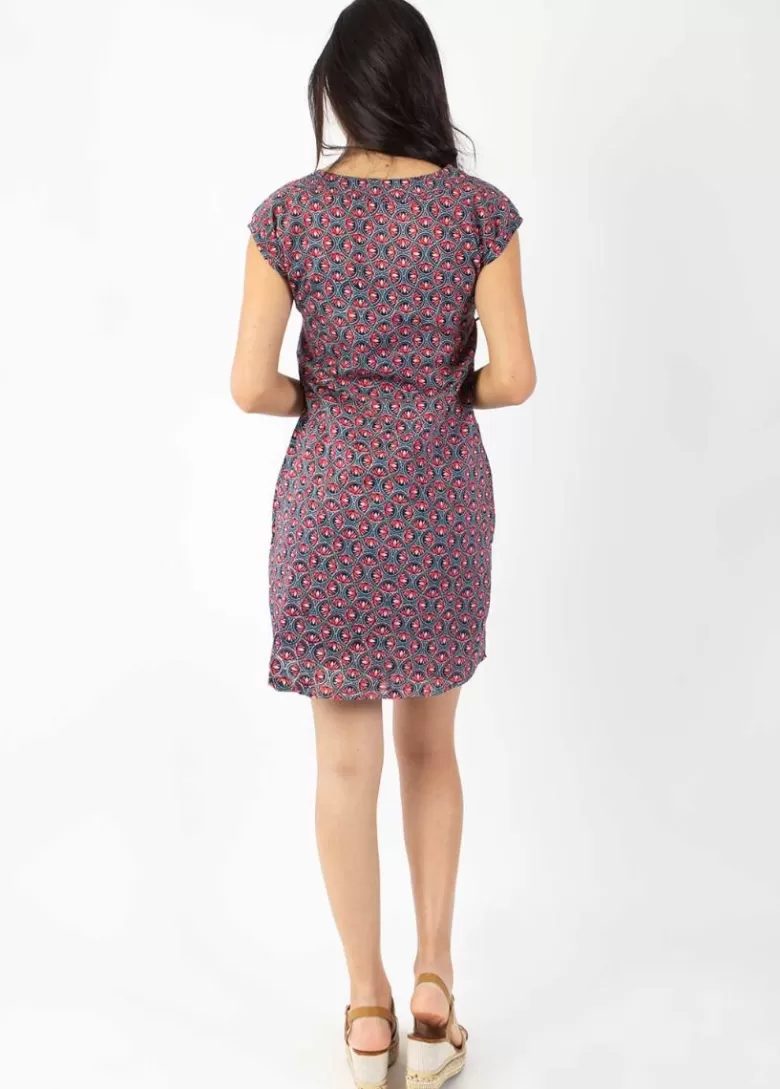 Robes*Coton Du Monde Robe légère en coton manches courtes ERIKA imprimé ethnique rose Lotus
