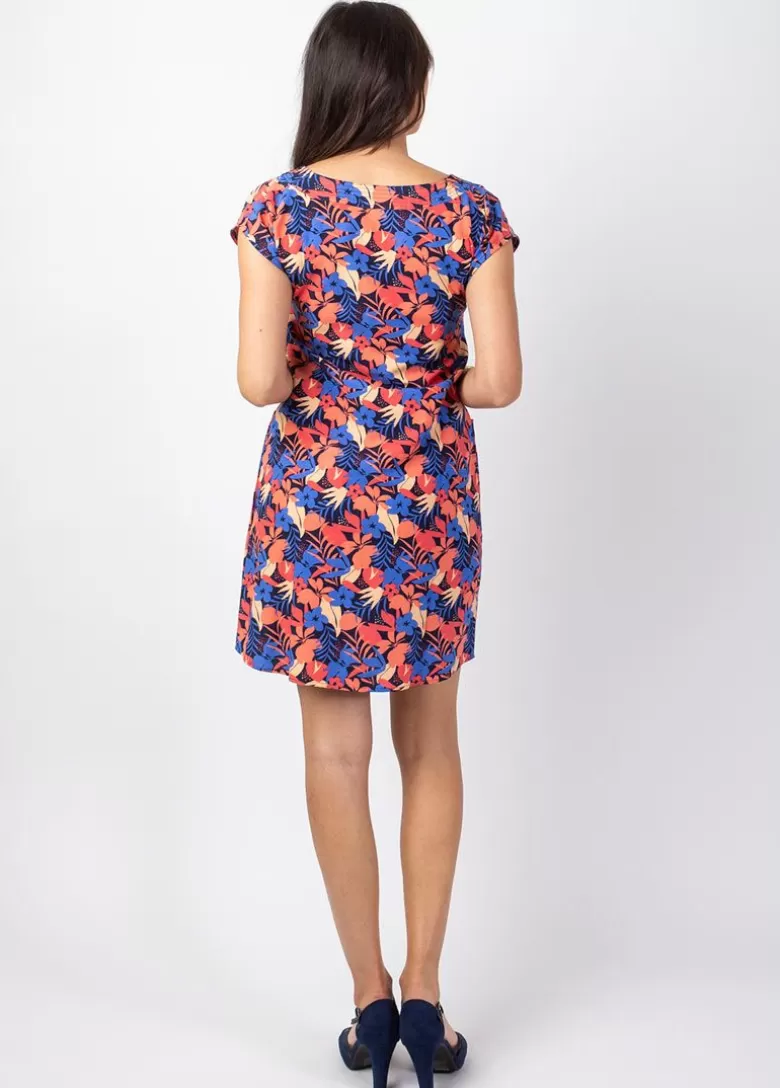 Robes*Coton Du Monde Robe légère en coton manches courtes ERIKA imprimé floral Majorque