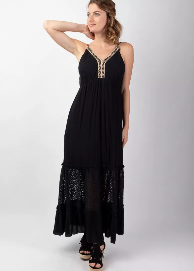 Robes*Coton Du Monde Robe longue bohème chic tendance TIARA e Noir