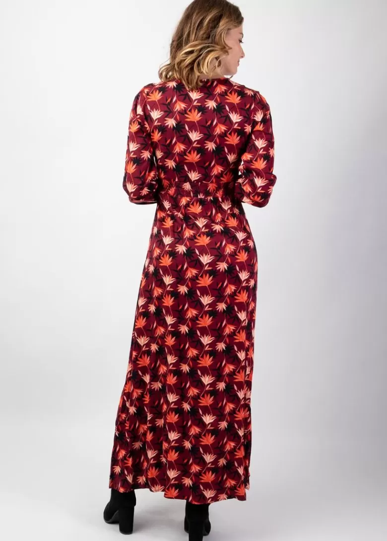 Robes*Coton Du Monde Robe longue fendue en viscose soyeux hiver CALISSA motif bohème Colchique