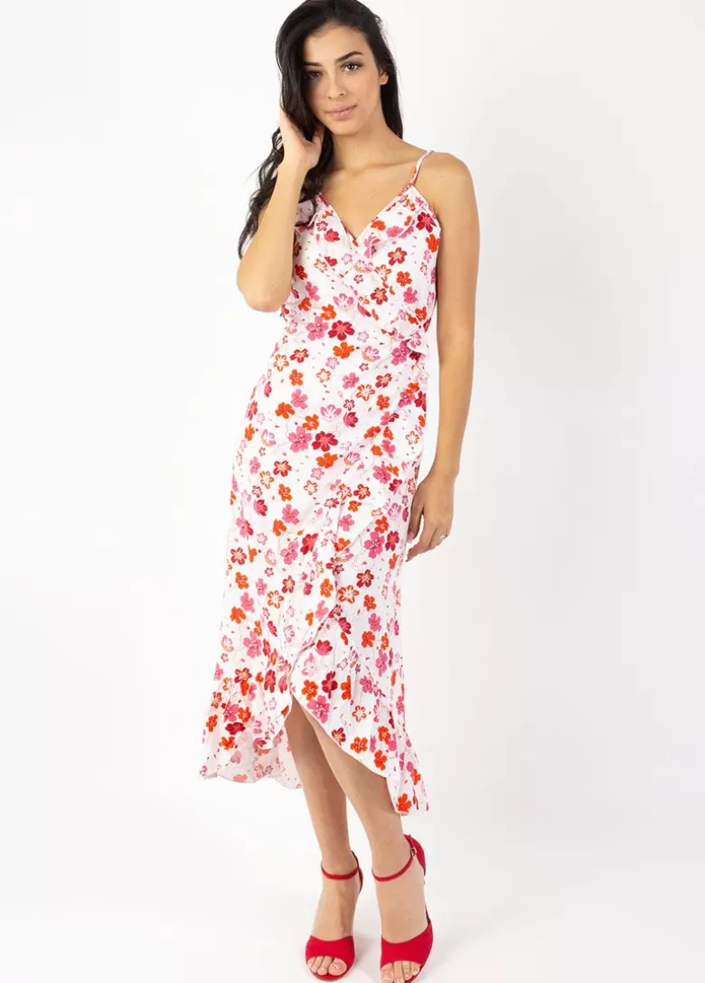 Robes*Coton Du Monde Robe longue fines bretelles SACHA imprimé fleurs de cerisiers blanc Cherry Blanc