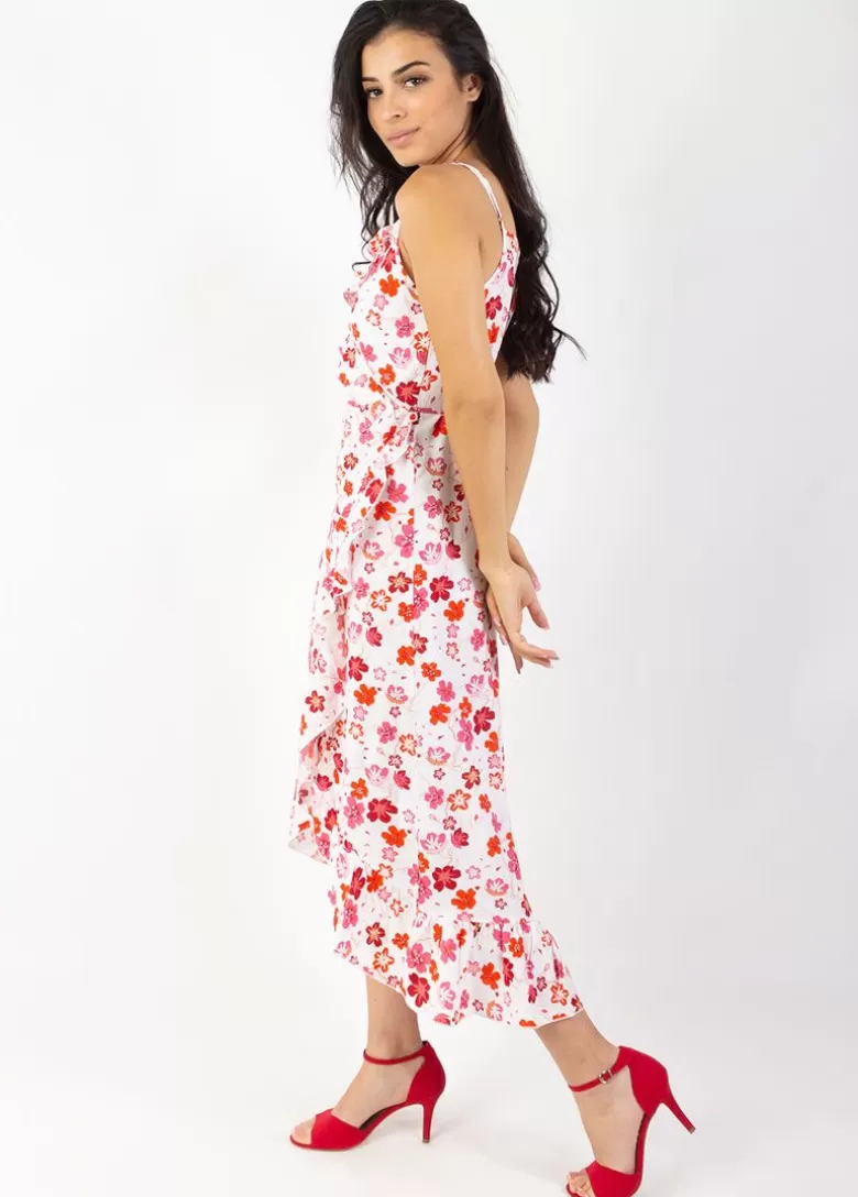 Robes*Coton Du Monde Robe longue fines bretelles SACHA imprimé fleurs de cerisiers blanc Cherry Blanc