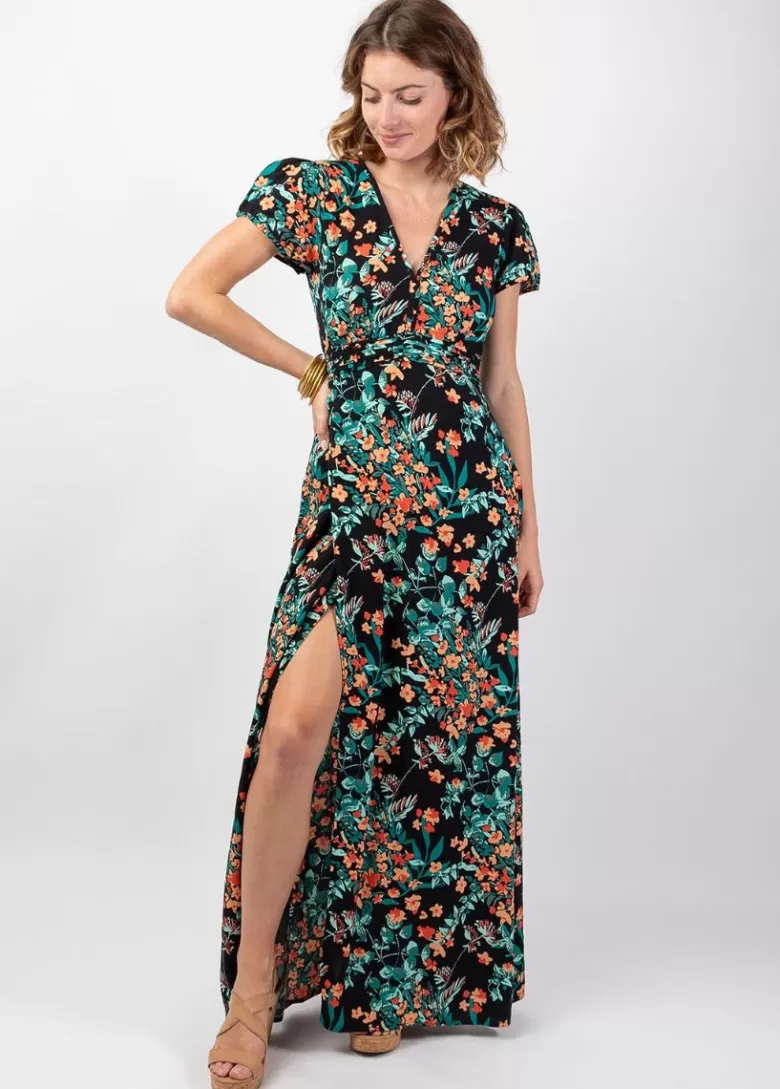 Robes*Coton Du Monde Robe longue fluide et légère MARBELLA imprimé fleuri coloré Jaipur