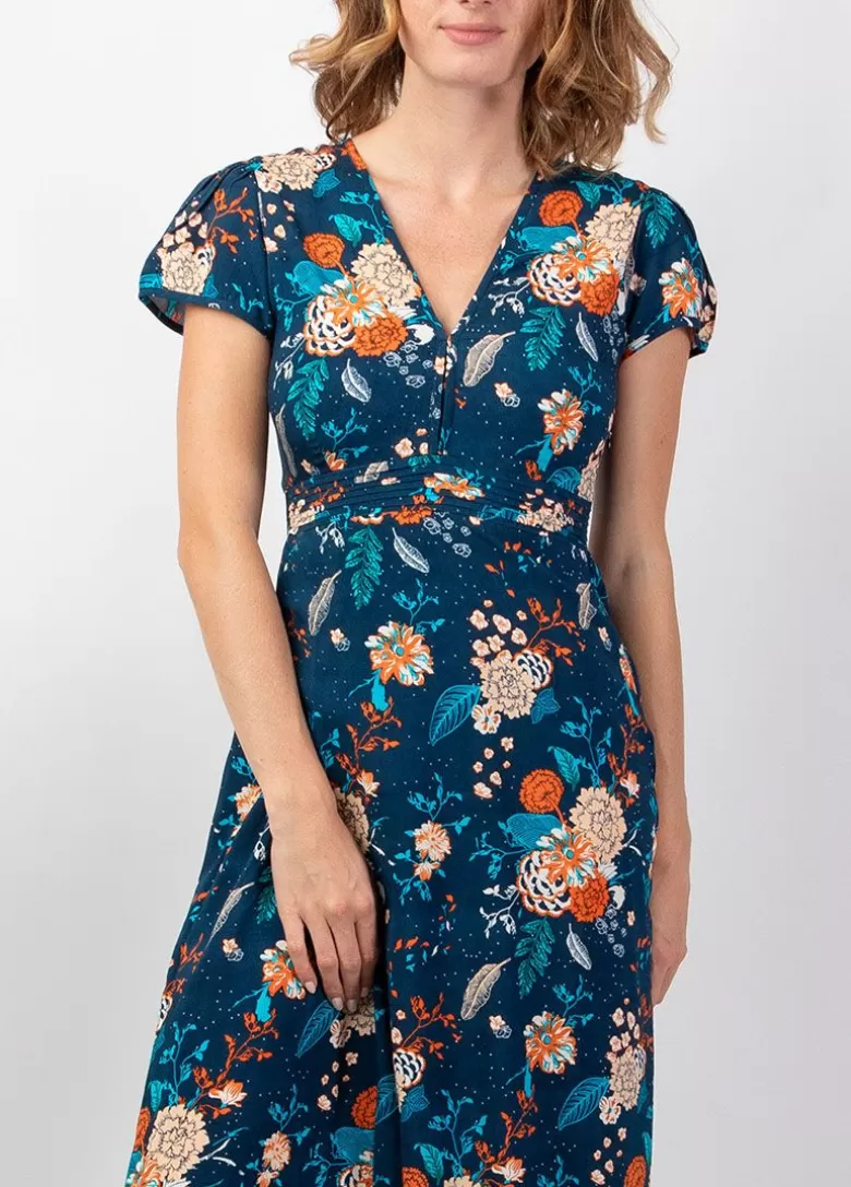 Robes*Coton Du Monde Robe longue fluide et légère MARBELLA imprimé fleuri tendance marine Elixir