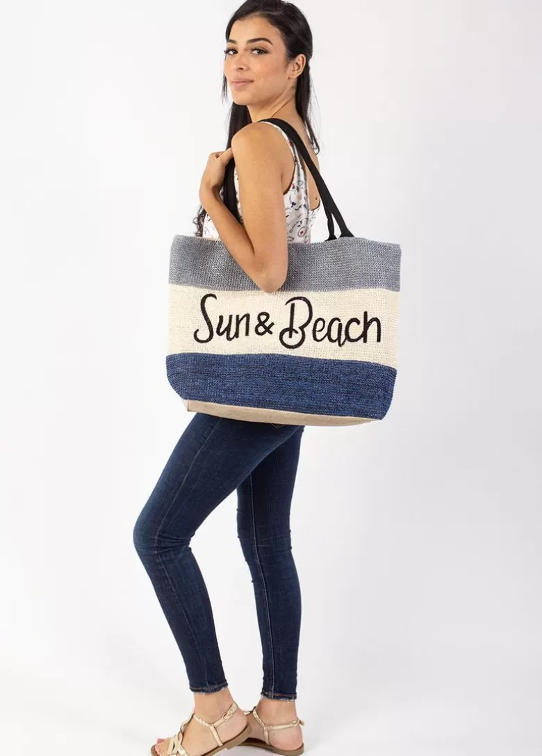 Sacs*Coton Du Monde Sac de plage en toile AMELIA Bleu