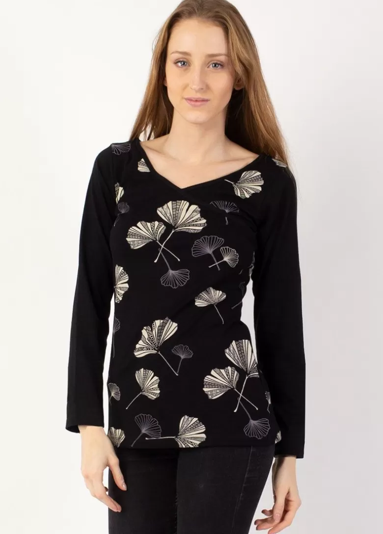 Tops*Coton Du Monde Top manches longues en coton KARAN imprimé Ginkgo