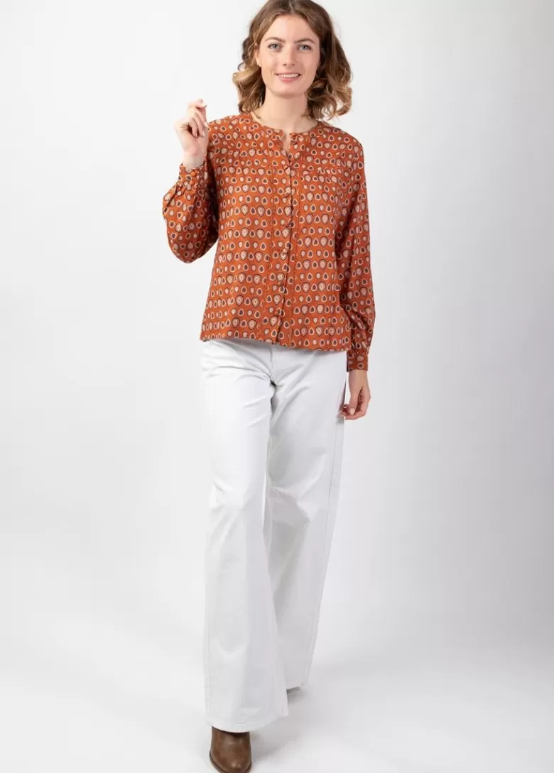 Tops*Coton Du Monde Top manches longues en viscose JOE imprimé ethnique camel 29 Camel