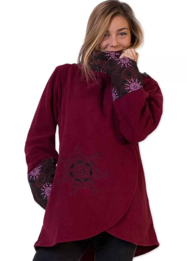 Manteaux | Vestes Et Gilets*Coton Du Monde Veste polaire brodée HUDSON mandala Bordeaux